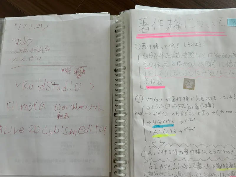 小学生の娘がVtuberについて調査したノート